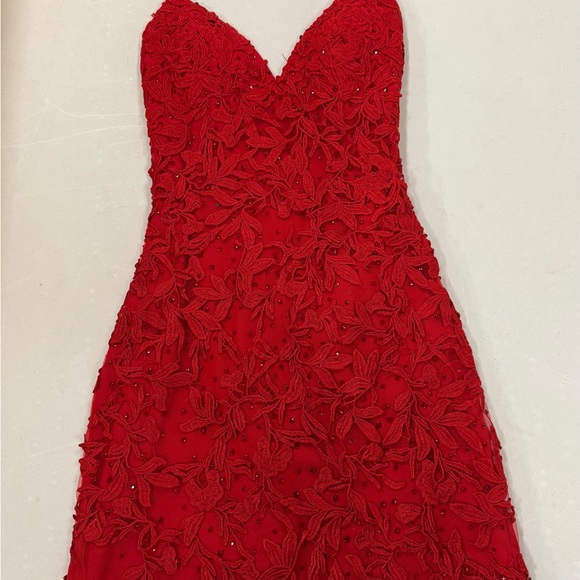 Faviana Dresses & Skirts - Faviana Scarlet Lace Embellished Dress